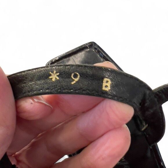 VTG 1990s Robert Clergerie Paris Black Patent Leather Platform Wedge Sandals 9b - Picture 11 of 11